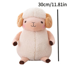 Cute Little Lamb Plush Doll with Brown Ears & Pink Cheeks