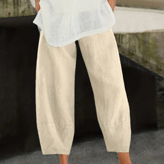  Solid Elastic Waist Cargo Pants