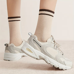 5 Pairs Striped Trim Socks Breathable Sports Stockings