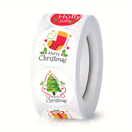 500pcs Merry Christmas Stickers 2.54 Cm Self Adhesive Labels