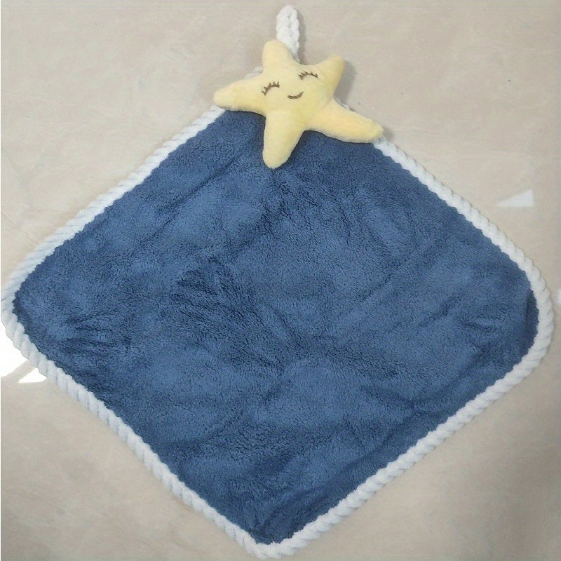 Cartoon Hanging Towel Soft Square Fingertip Towel with Loop