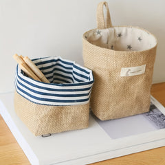 Jute Cotton Linen Storage Bag Wall Hanging Pocket Fabric Organizer Dorm