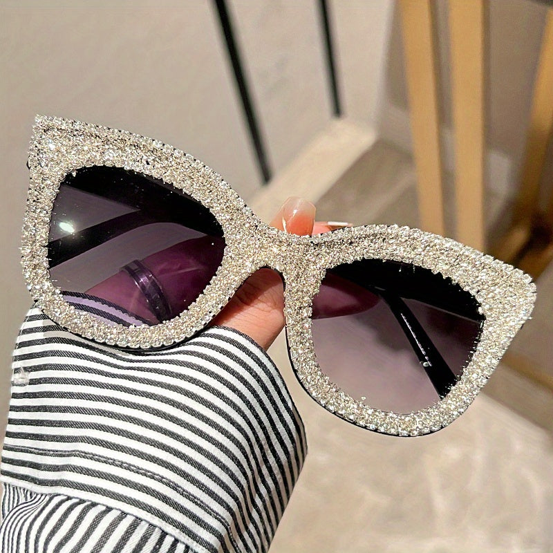 Y2K Rhinestone Cat Eye Sunglasses Bling Summer Sun Shades UV400