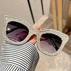 Y2K Rhinestone Cat Eye Sunglasses Bling Summer Sun Shades UV400
