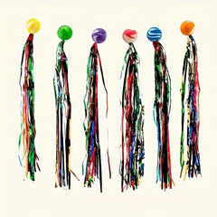 Colorful Elastic Balls with Gold Ribbons for Parent Interaction
