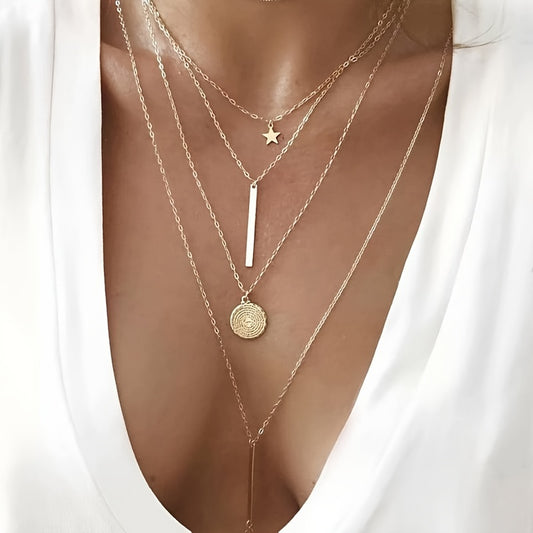 Women's Star Layer Necklace 18K Plated Jewelry