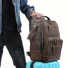 Vintage Men's Leather Backpack Classic Outdoor Travel Bag