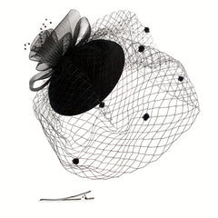 Mesh Faux Feather Hat Duck Billed Clip Veil Head Piece Hair Accessories