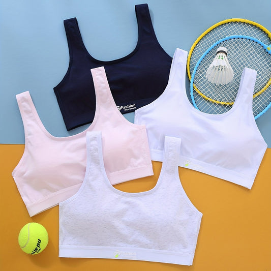 4pcs Girls Bra 95 Cotton No Steel Ring Breathable Bralette