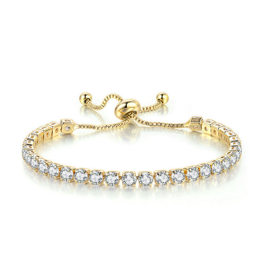 18K Plated Tennis Bracelet Full Zircon Chain Personality Hand Jewelry