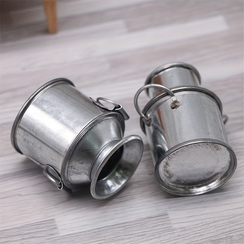 Miniature Dollhouse Milk Jug and Iron Bucket Model