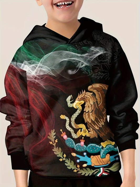 Eagle Print Hooded Sweatshirt for Kids - Halloween Party Gift