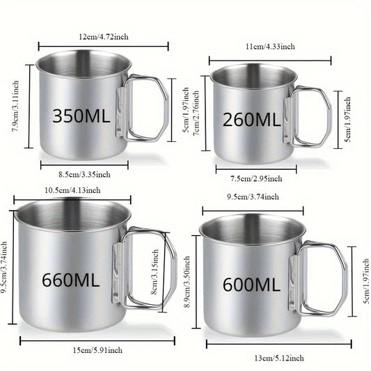 Stainless Steel Folding Water Cup Vintage Mugs For Outdoor Camping
