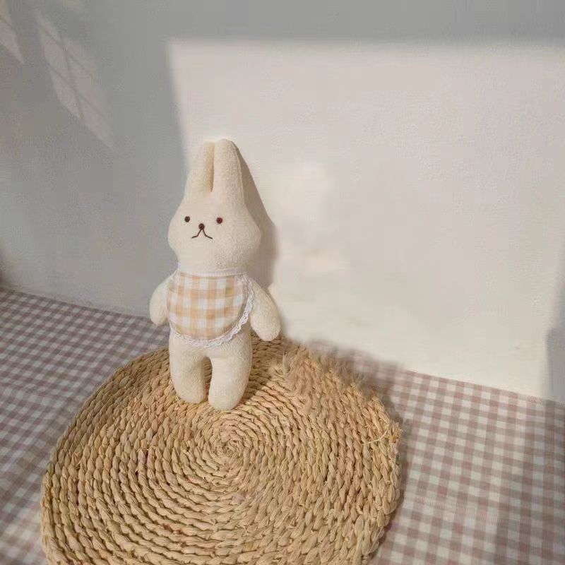 Cute Rabbit Doll with Checkered Bandage Soft Plush Animal