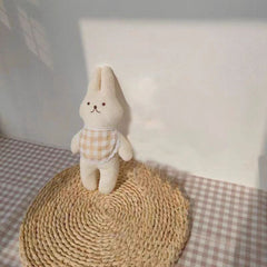 Cute Rabbit Doll with Checkered Bandage Soft Plush Animal