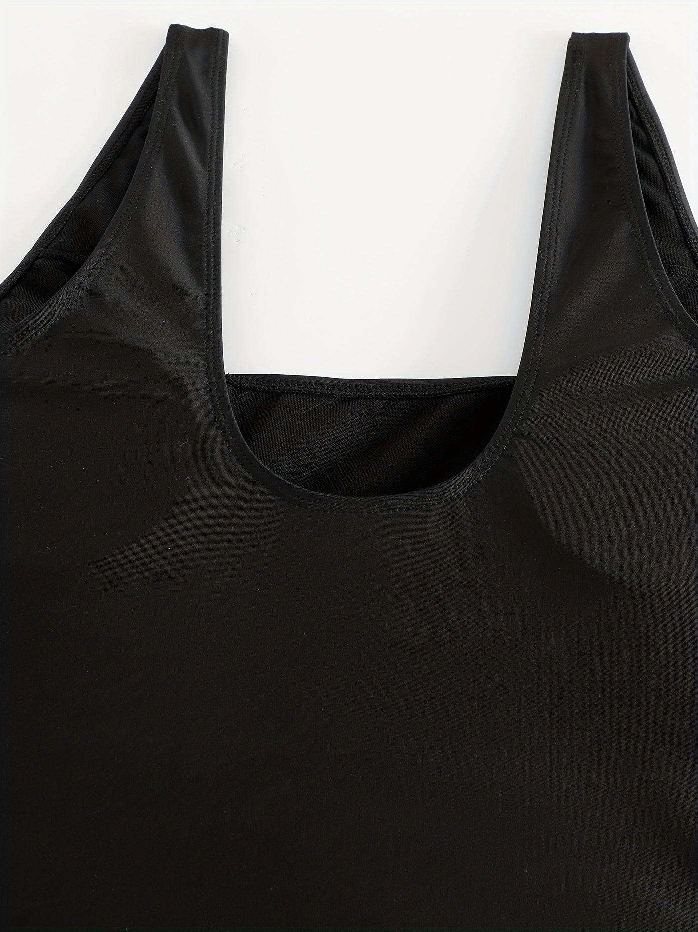  Solid Square Neck One Piece Swimsuit