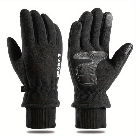 Men's Winter Cycling Gloves Touch Screen Polar Fleece Warm Sports Driving Gloves