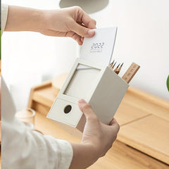 1pc Desk Calendar Note Storage Box Pen Holder Year School