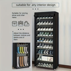 Large Capacity Shoe Rack w/ Dust Proof Curtain Shoes Storage Shelf