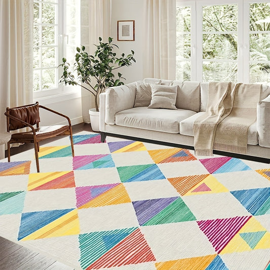 Colorful Rainbow Washable Area Rug Kids Room Stain Resistant Non Slip