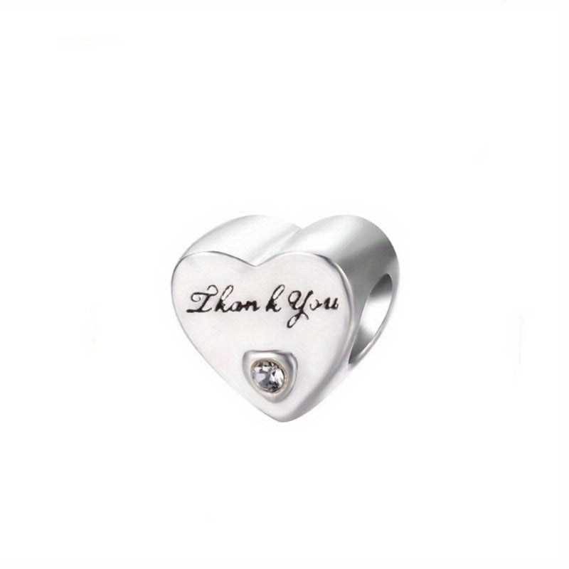 Heart Shape Beads Inlaid Diamond Large Hole Beads for DIY Jewelry