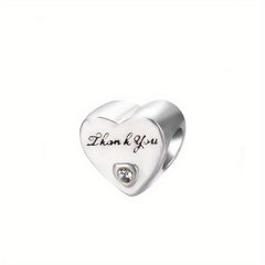 Heart Shape Beads Inlaid Diamond Large Hole Beads for DIY Jewelry