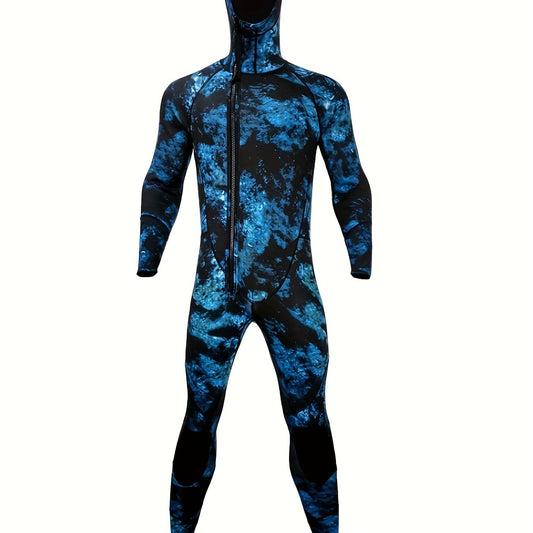 Men's Neoprene 3mm Hoodie Wetsuit Front Zipper Full Suit
