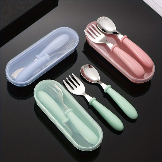 Kids' Portable Stainless Steel Spoon Fork Set