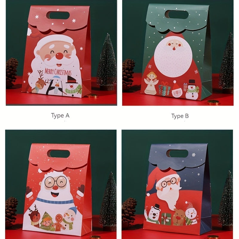 4pcs Christmas Gift Bag Candy Cookie Snack Packaging Paper Bag
