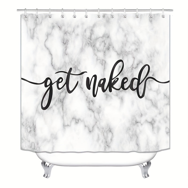 3pcs Marble Shower Curtain Set with 12 Hooks