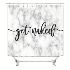 3pcs Marble Shower Curtain Set with 12 Hooks