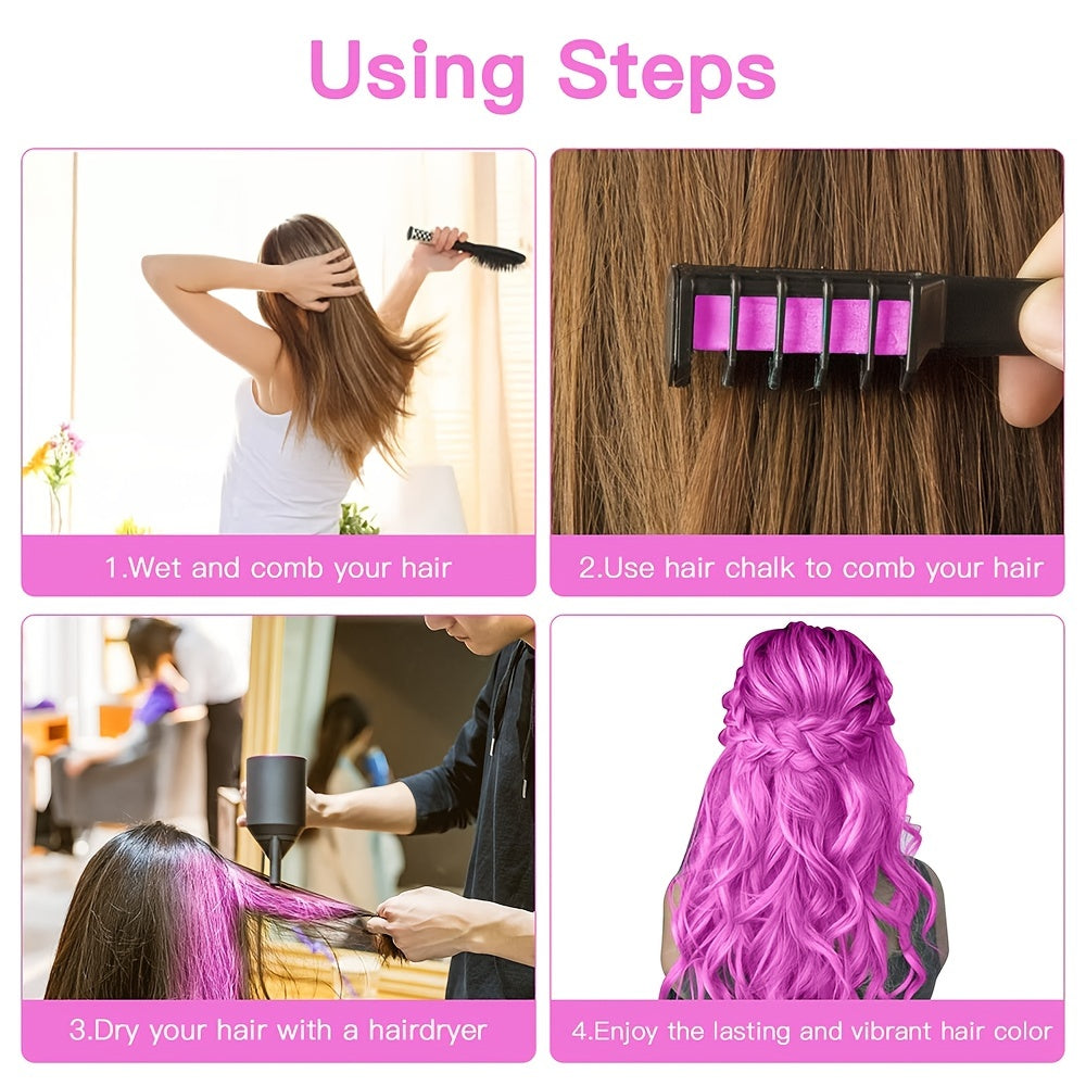 Hair Chalk Comb Washable DIY Hair for Halloween Birthday Cosplay