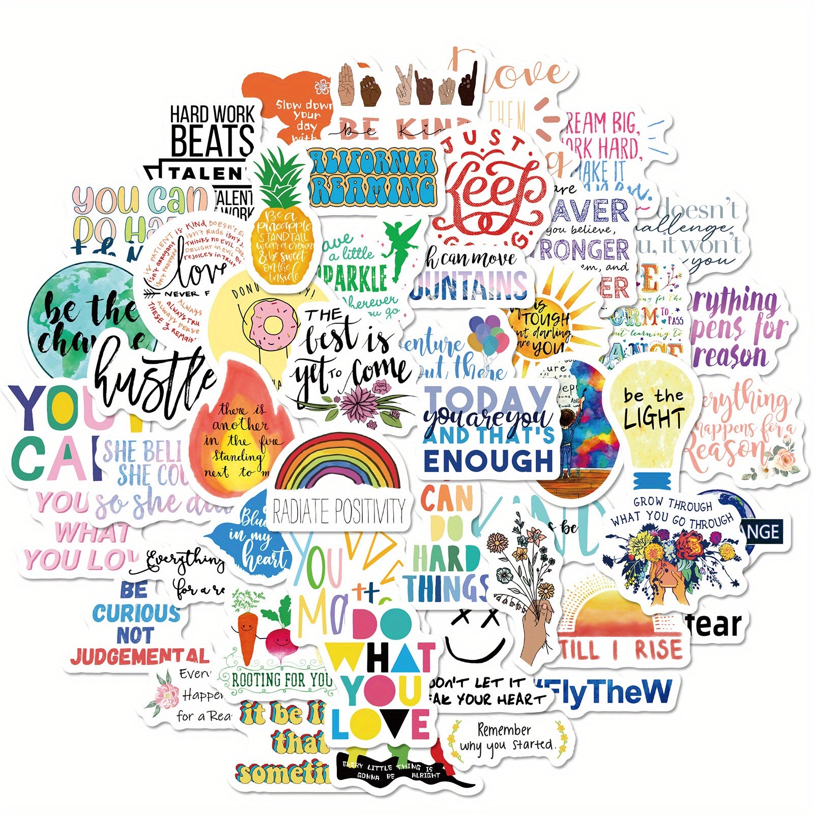 50pcs Inspirational Affirmation Stickers Waterproof Motivational Quote Stickers