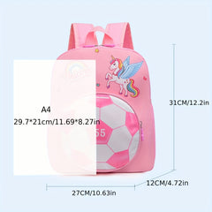 Kids Soccer Unicorn Dinosaur Backpack Waterproof Lightweight School Travel Bag
