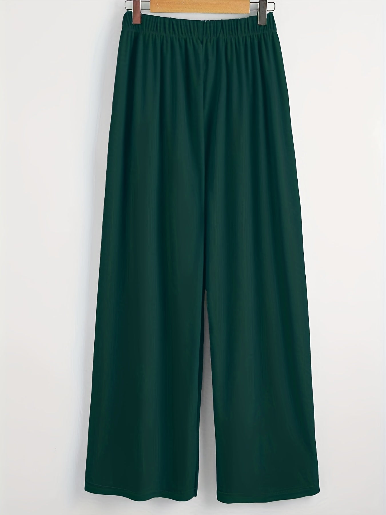  High Rise Wide Leg Trousers Solid Button Detail