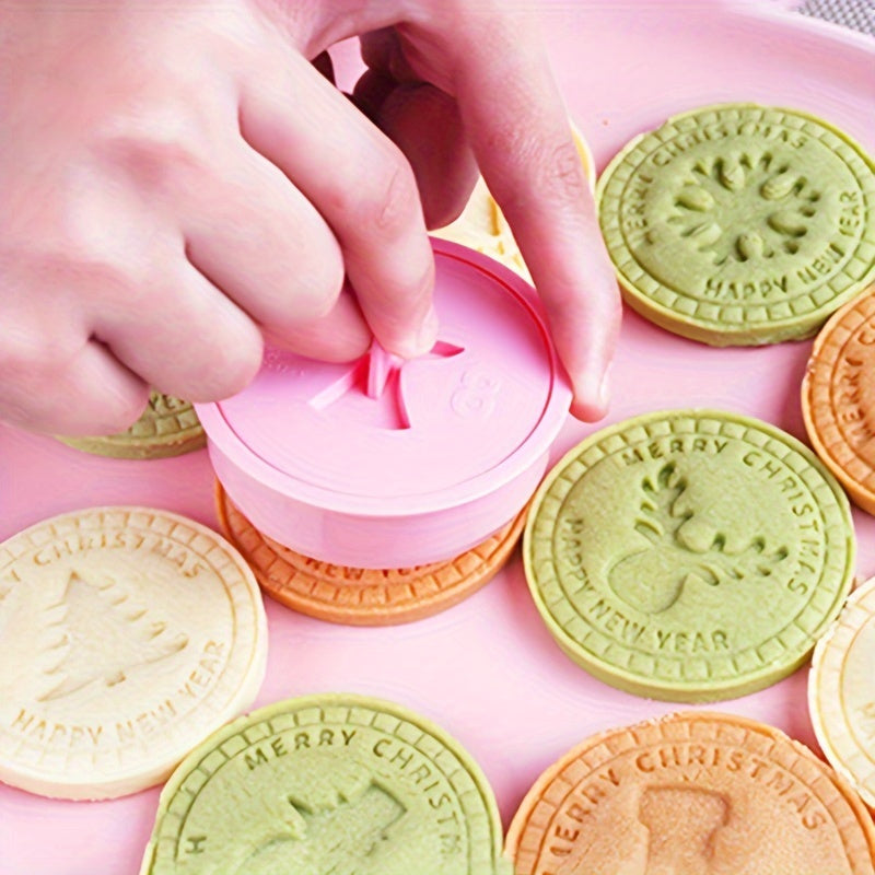 9pcs Christmas Sandwich Biscuit 3D Cookie Press Mold Set