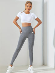 Solid Yoga Seamless Leggings High Waist Tight Pants