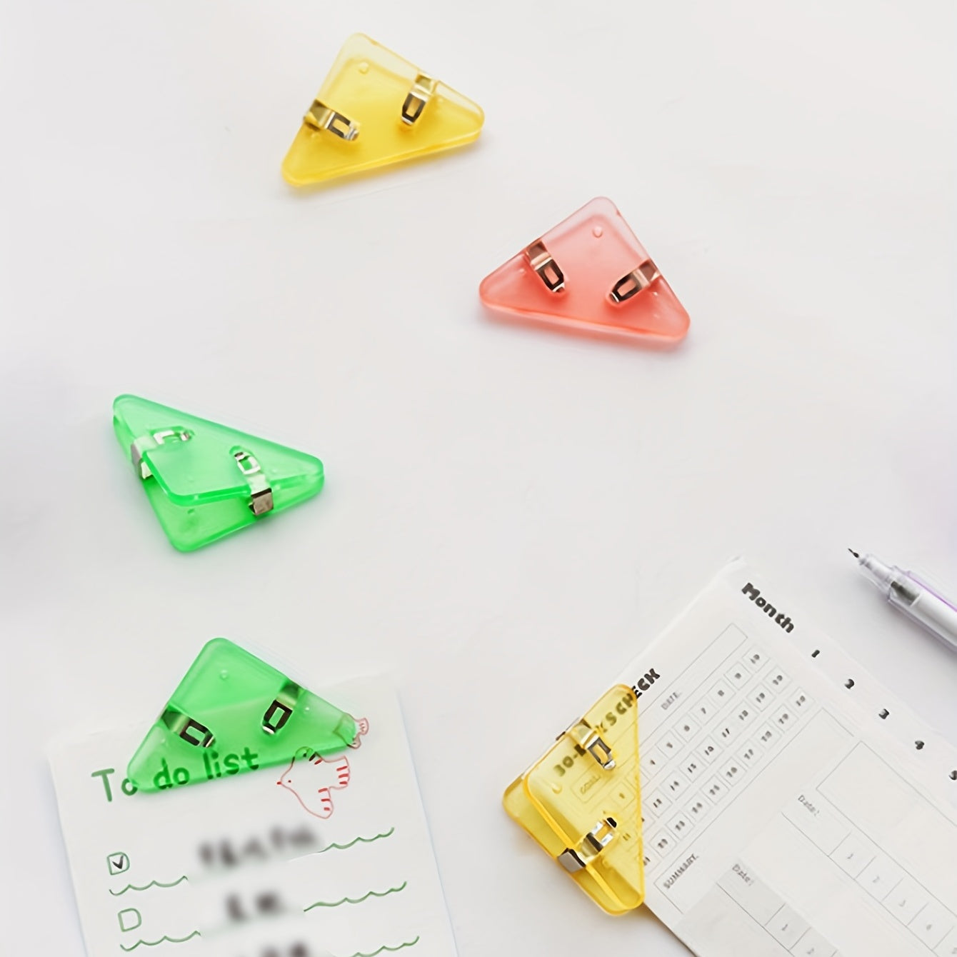 10pcs Triangle Transparent File Edge Clip School Supplies