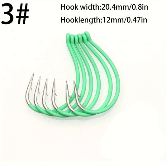 10pcs Luminous Fishing Hook Soft Worm Hook Barbed Hook For Boat Fishing