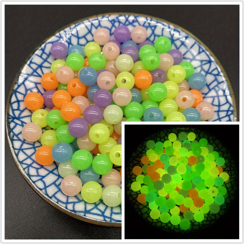 6 8 10mm Luminous Beads Mix Style Acrylic Spacer Round Shape for Jewelry Making