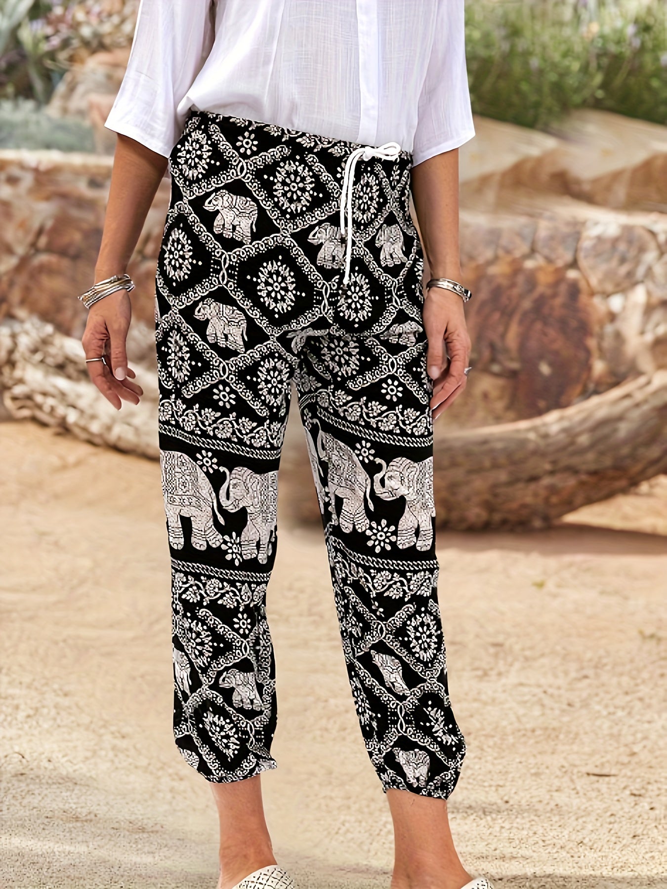 Geometric Elephant Print Plus Size
