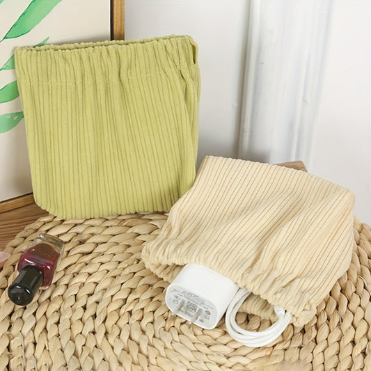 Corduroy Beauty Case Makeup Organizer Travel Toiletry Bag