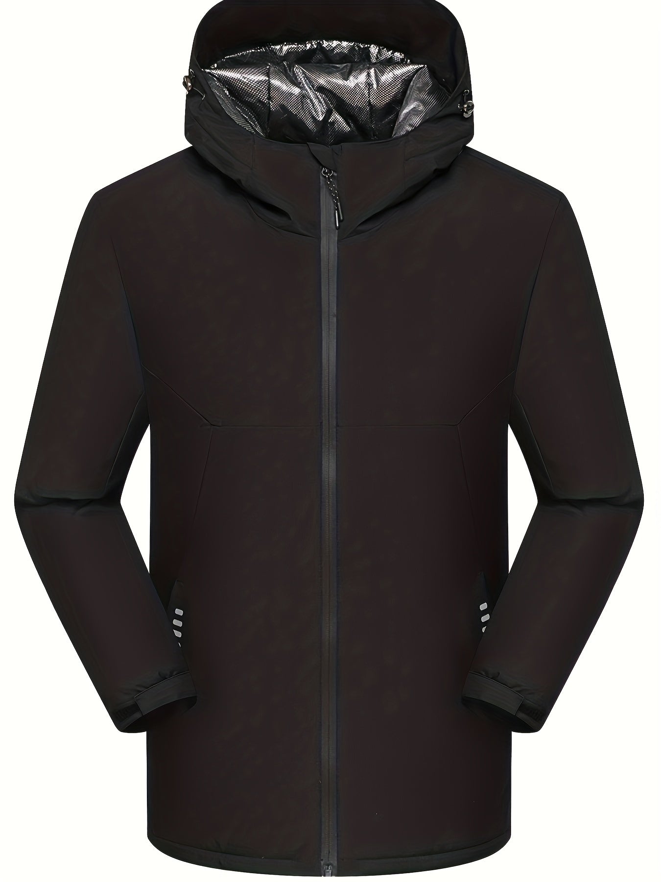  Colorblock Long Sleeve Zip Up Hooded Winter Jacket