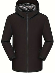  Colorblock Long Sleeve Zip Up Hooded Winter Jacket