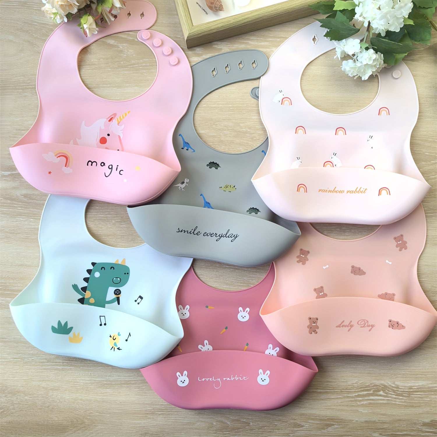 Waterproof Silicone Feeding Bib for Kids with Snap Closure