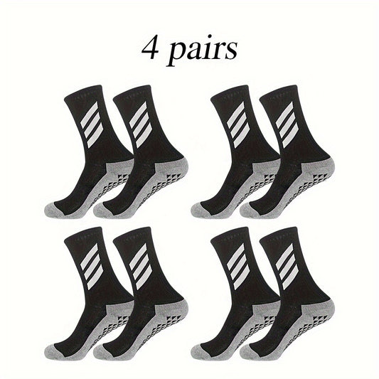 4 Pairs Non Slip Striped Football Socks