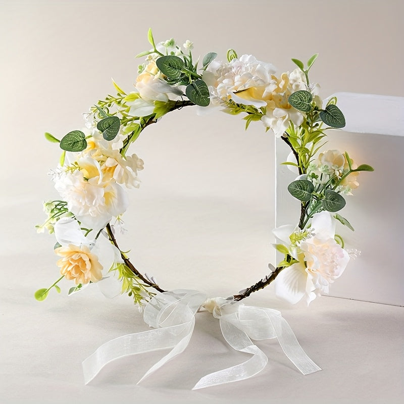 Floral Headband Wedding Hair Accessory Greenery Crown Bridal Photo Shoots