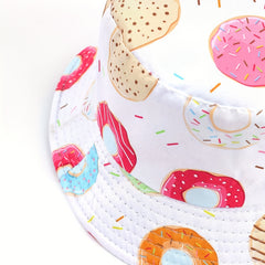 Donut Print Bucket Hat Lightweight Fisherman Cap For Women