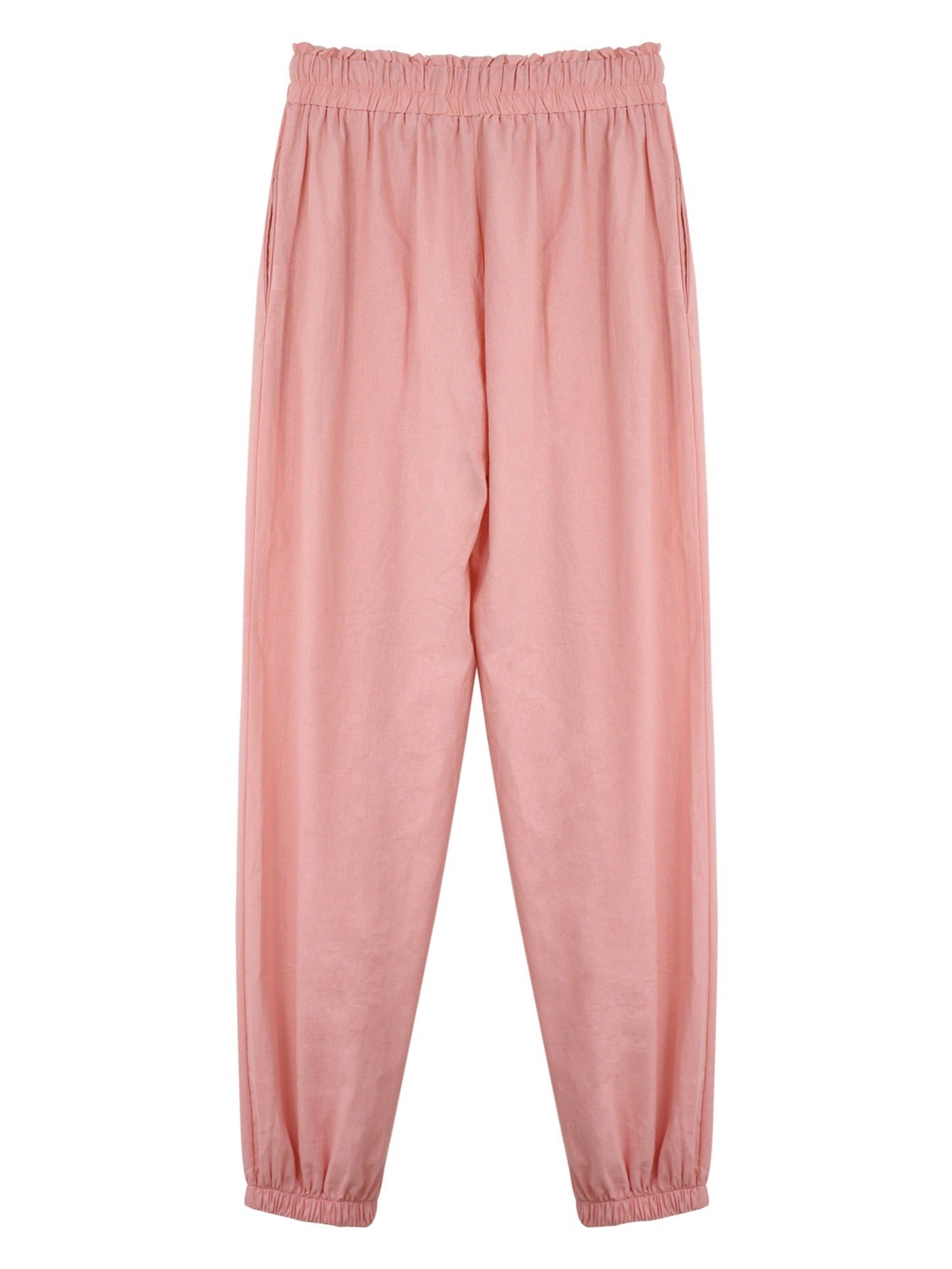 Solid Elastic Waist Cropped Pant Loose Comfy Summer Pants