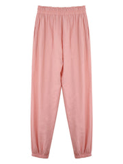 Solid Elastic Waist Cropped Pant Loose Comfy Summer Pants
